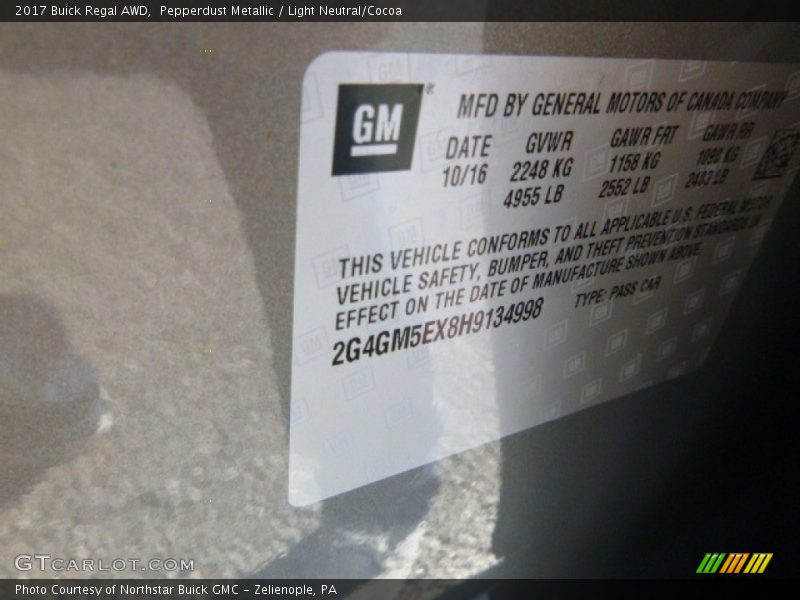 Pepperdust Metallic / Light Neutral/Cocoa 2017 Buick Regal AWD