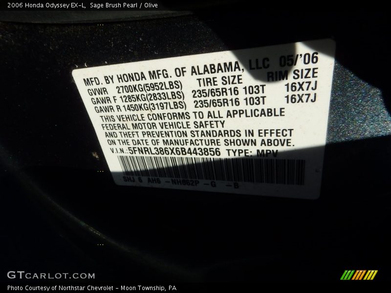 Sage Brush Pearl / Olive 2006 Honda Odyssey EX-L
