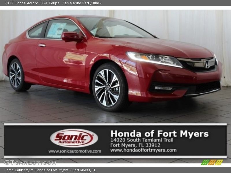 San Marino Red / Black 2017 Honda Accord EX-L Coupe