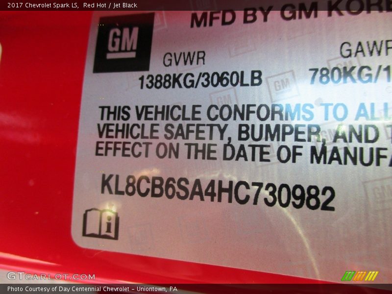 Red Hot / Jet Black 2017 Chevrolet Spark LS
