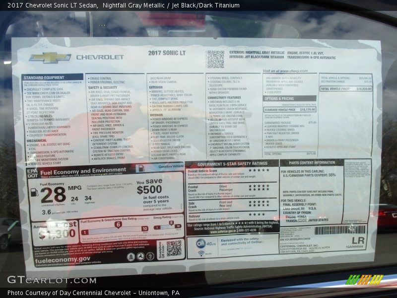 Nightfall Gray Metallic / Jet Black/Dark Titanium 2017 Chevrolet Sonic LT Sedan
