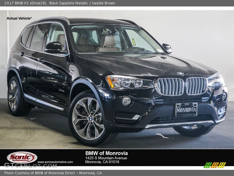 Black Sapphire Metallic / Saddle Brown 2017 BMW X3 sDrive28i