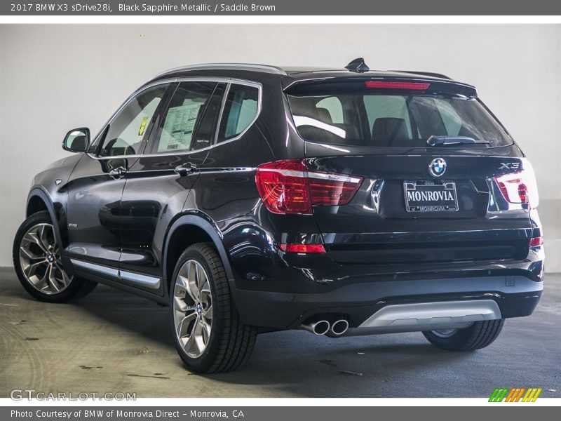 Black Sapphire Metallic / Saddle Brown 2017 BMW X3 sDrive28i