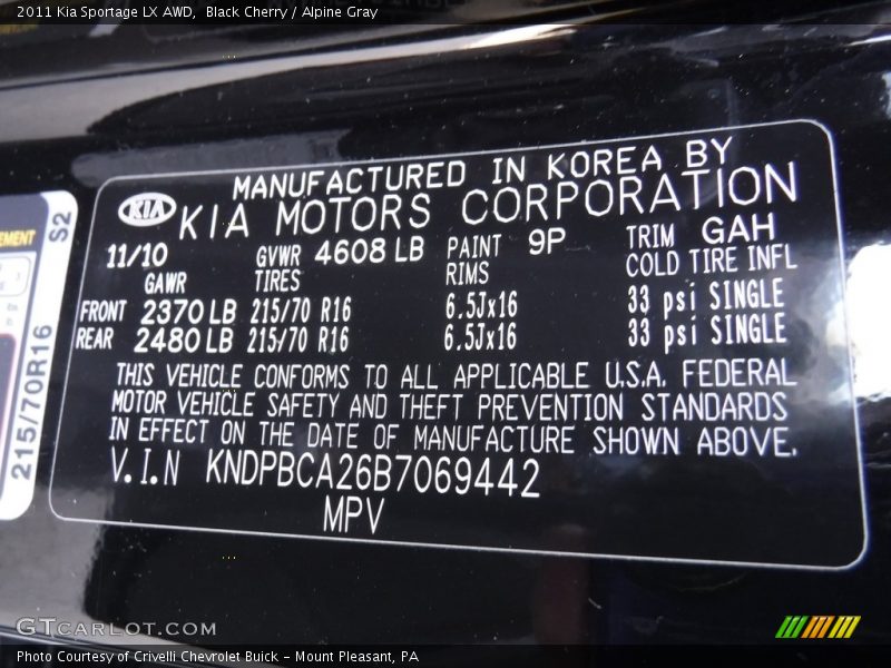 Black Cherry / Alpine Gray 2011 Kia Sportage LX AWD