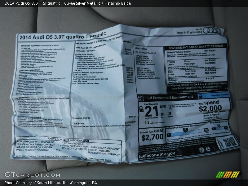 Cuvee Silver Metallic / Pistachio Beige 2014 Audi Q5 3.0 TFSI quattro