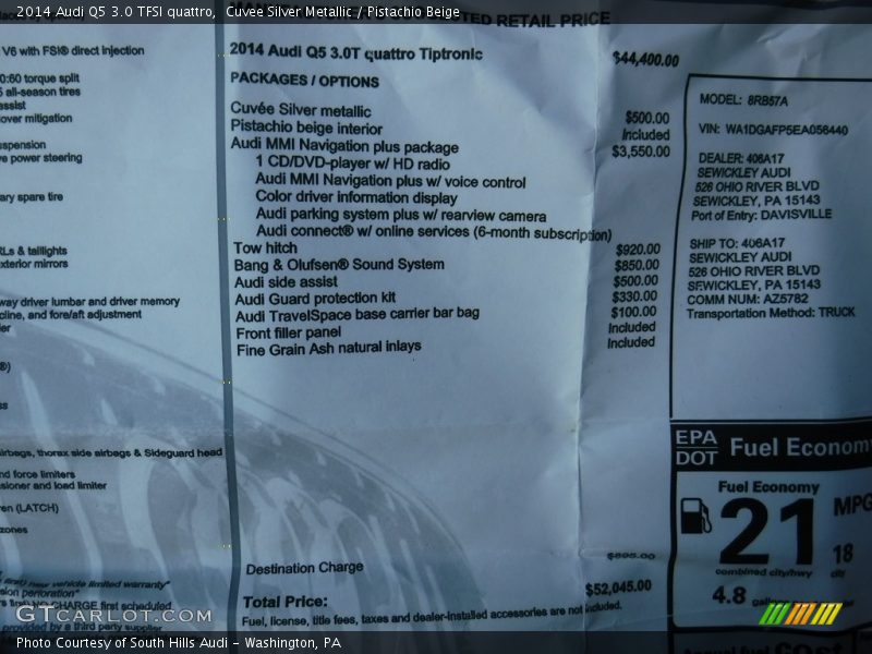 Cuvee Silver Metallic / Pistachio Beige 2014 Audi Q5 3.0 TFSI quattro