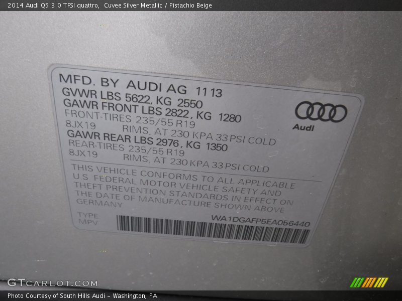 Cuvee Silver Metallic / Pistachio Beige 2014 Audi Q5 3.0 TFSI quattro