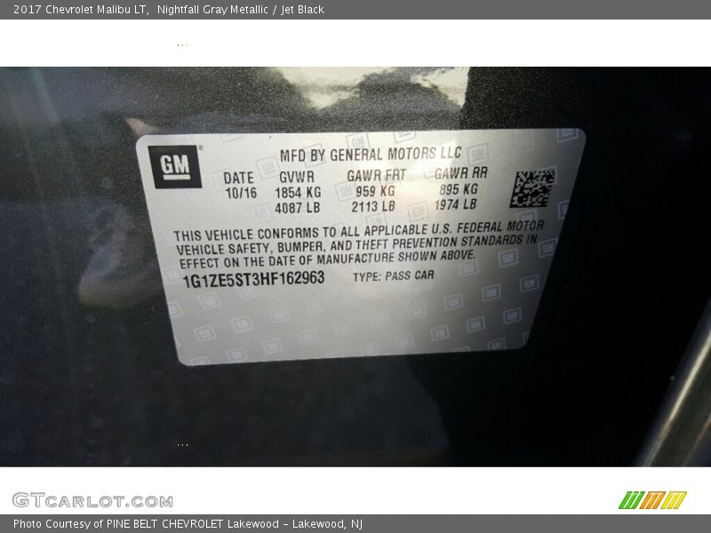 Nightfall Gray Metallic / Jet Black 2017 Chevrolet Malibu LT