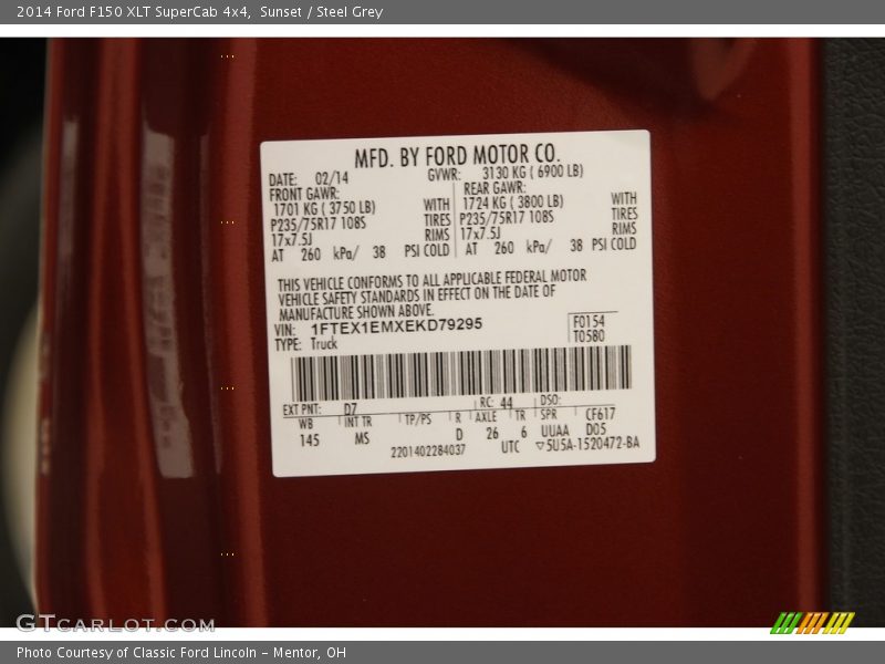 Sunset / Steel Grey 2014 Ford F150 XLT SuperCab 4x4