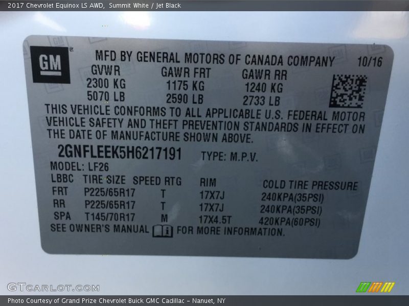 Summit White / Jet Black 2017 Chevrolet Equinox LS AWD