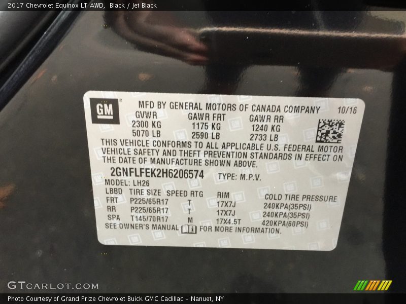 Black / Jet Black 2017 Chevrolet Equinox LT AWD