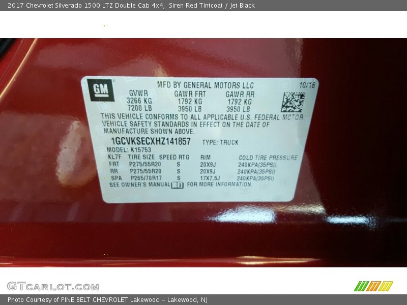 Siren Red Tintcoat / Jet Black 2017 Chevrolet Silverado 1500 LTZ Double Cab 4x4