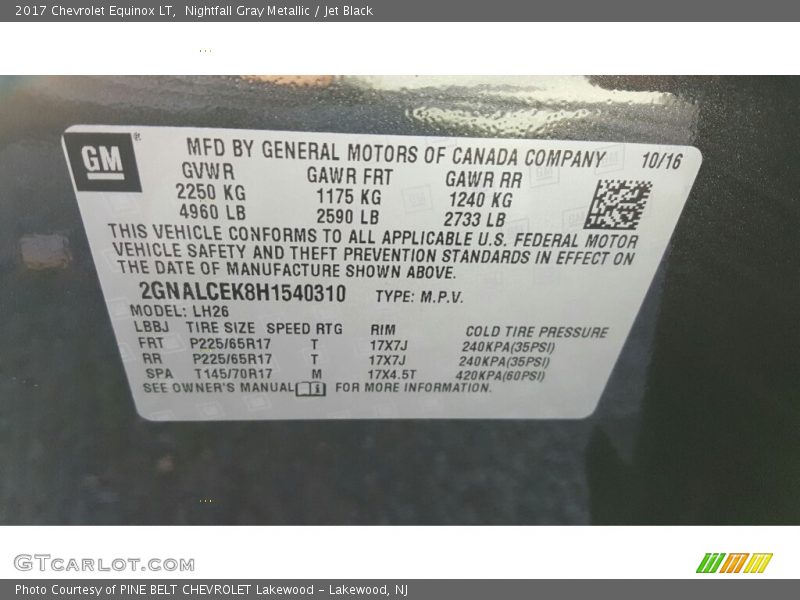 Nightfall Gray Metallic / Jet Black 2017 Chevrolet Equinox LT