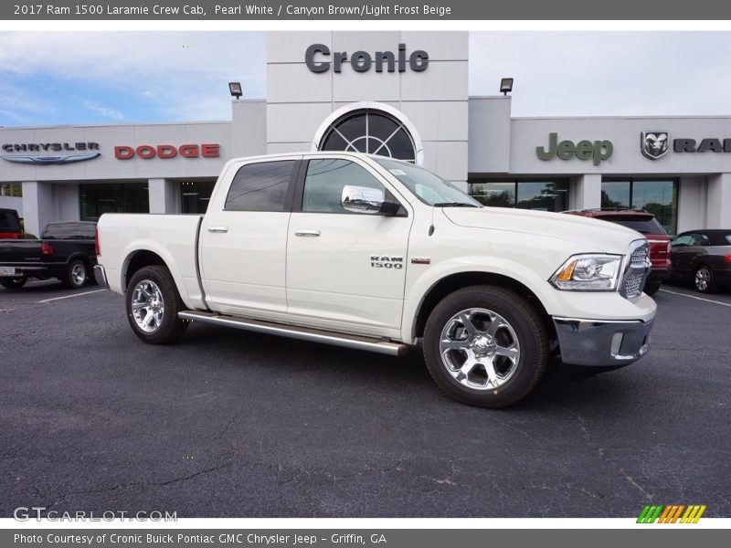 Pearl White / Canyon Brown/Light Frost Beige 2017 Ram 1500 Laramie Crew Cab