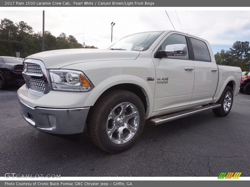 Pearl White / Canyon Brown/Light Frost Beige 2017 Ram 1500 Laramie Crew Cab