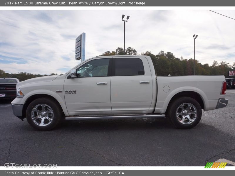 Pearl White / Canyon Brown/Light Frost Beige 2017 Ram 1500 Laramie Crew Cab