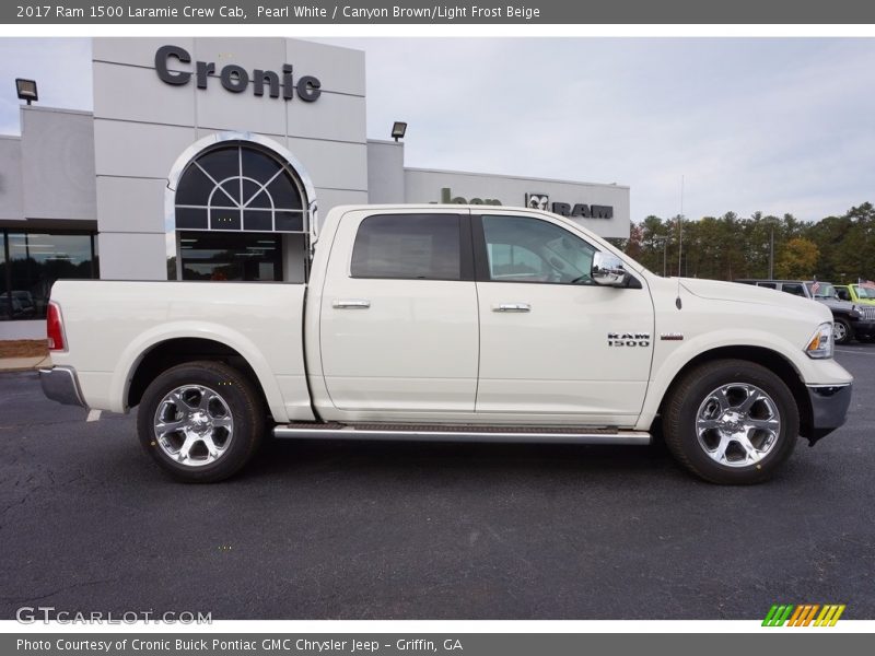 Pearl White / Canyon Brown/Light Frost Beige 2017 Ram 1500 Laramie Crew Cab
