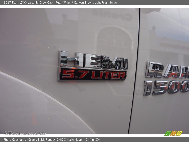 Pearl White / Canyon Brown/Light Frost Beige 2017 Ram 1500 Laramie Crew Cab