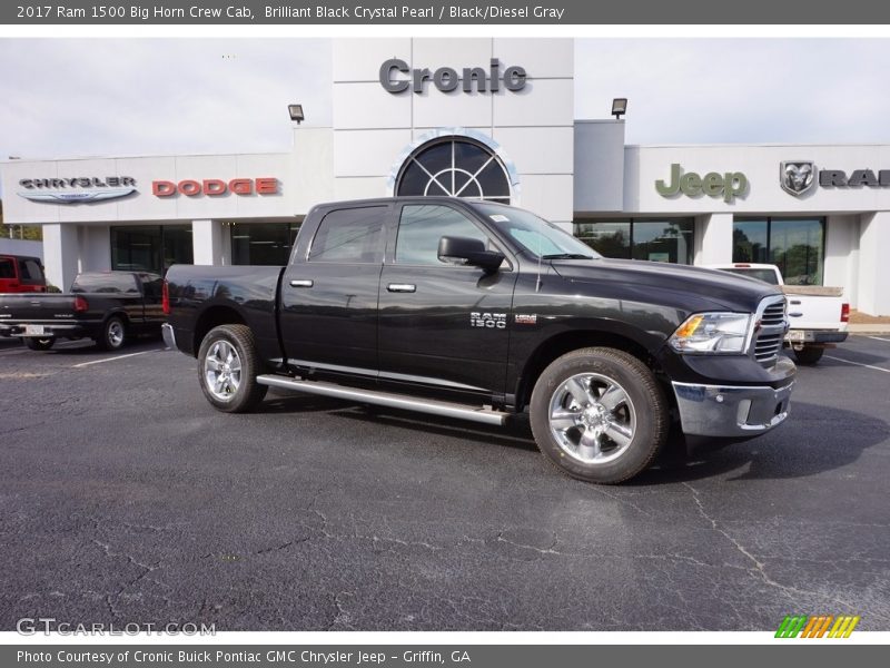 Brilliant Black Crystal Pearl / Black/Diesel Gray 2017 Ram 1500 Big Horn Crew Cab