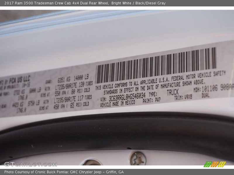 Bright White / Black/Diesel Gray 2017 Ram 3500 Tradesman Crew Cab 4x4 Dual Rear Wheel