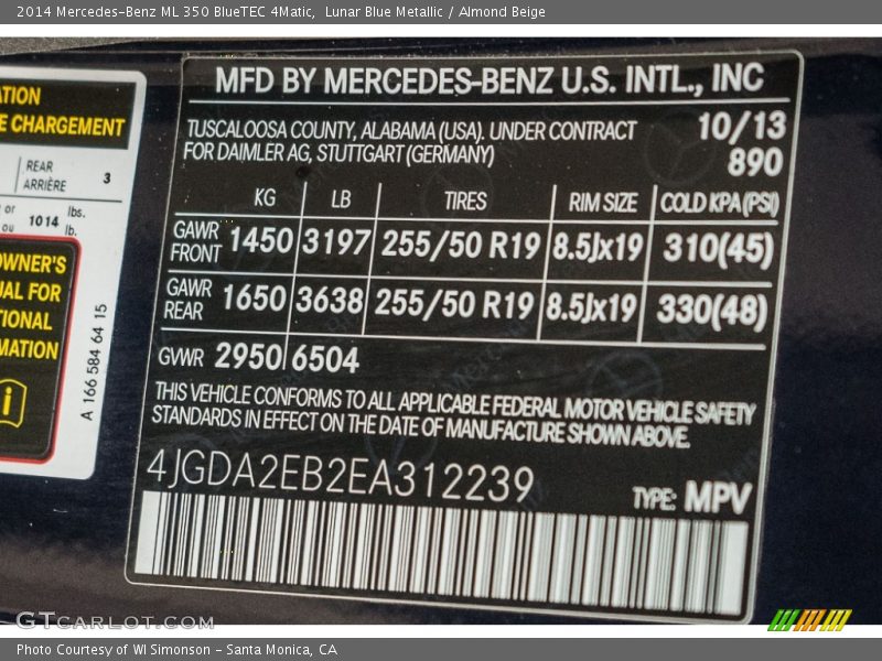 Lunar Blue Metallic / Almond Beige 2014 Mercedes-Benz ML 350 BlueTEC 4Matic