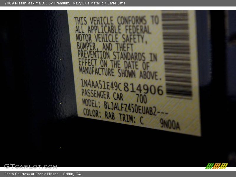 Navy Blue Metallic / Caffe Latte 2009 Nissan Maxima 3.5 SV Premium