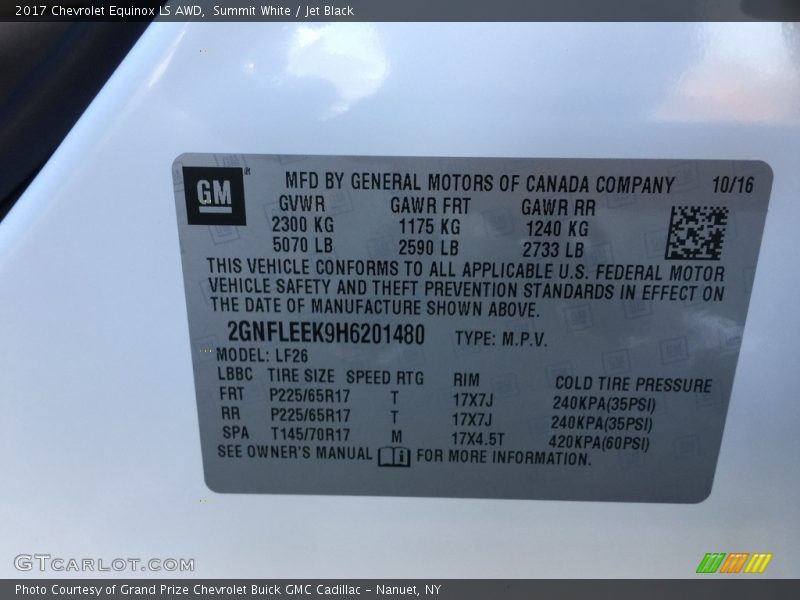 Summit White / Jet Black 2017 Chevrolet Equinox LS AWD