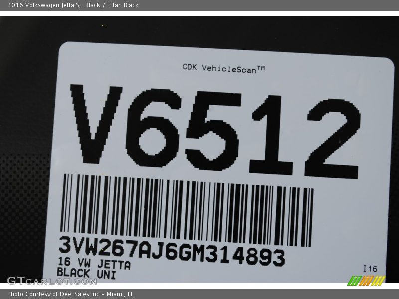 Black / Titan Black 2016 Volkswagen Jetta S