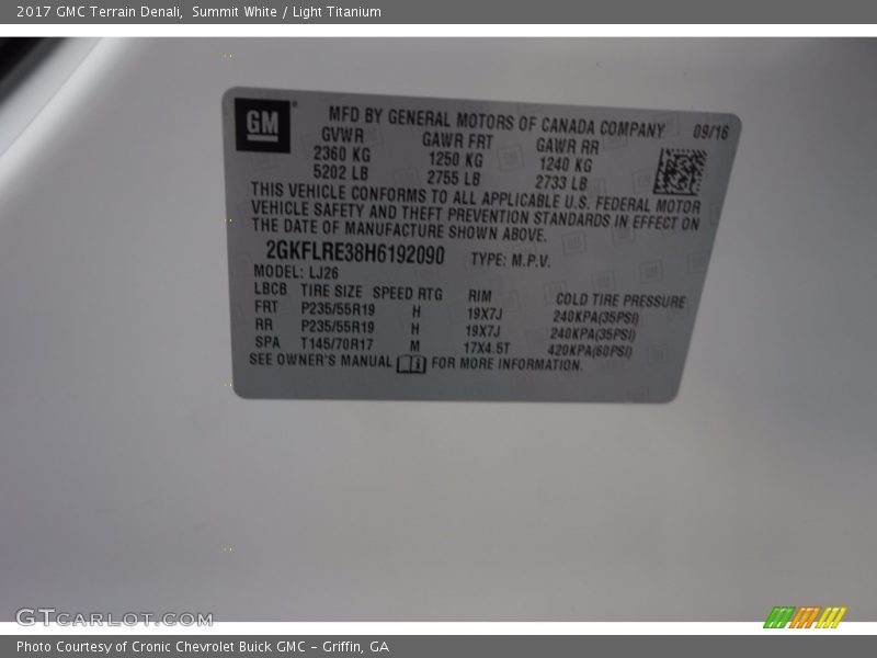 Summit White / Light Titanium 2017 GMC Terrain Denali