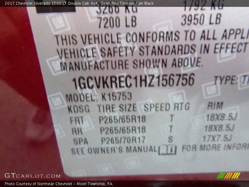 Siren Red Tintcoat / Jet Black 2017 Chevrolet Silverado 1500 LT Double Cab 4x4