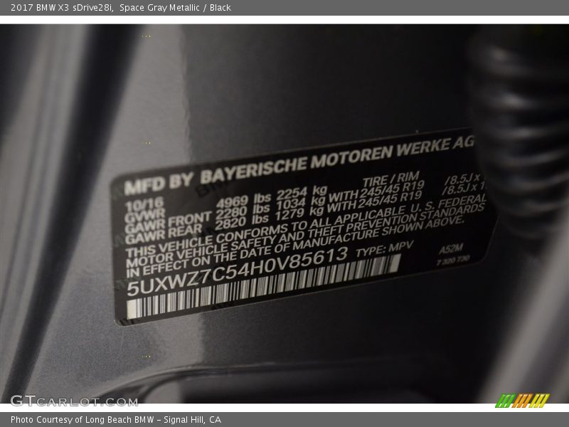 Space Gray Metallic / Black 2017 BMW X3 sDrive28i