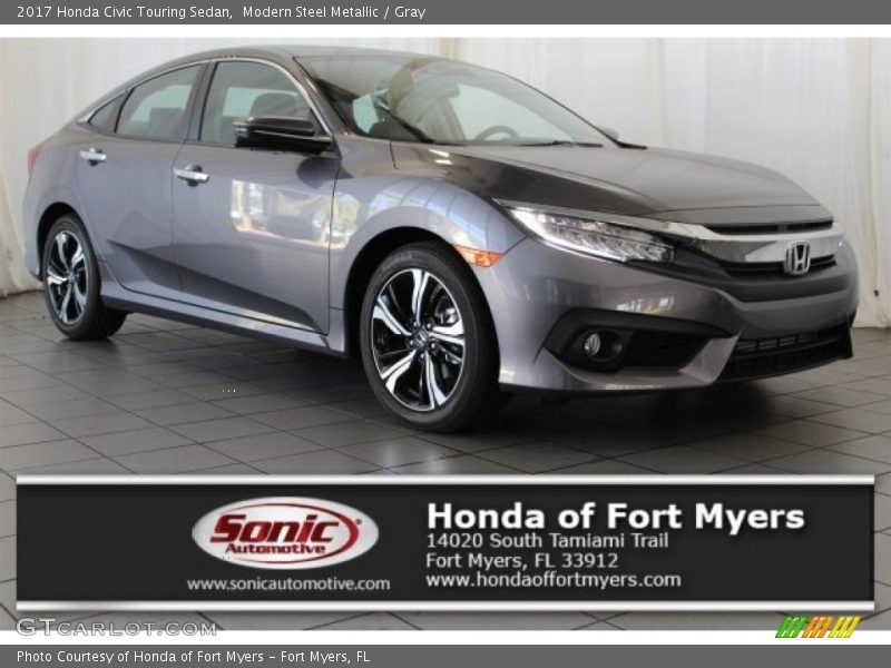 Modern Steel Metallic / Gray 2017 Honda Civic Touring Sedan