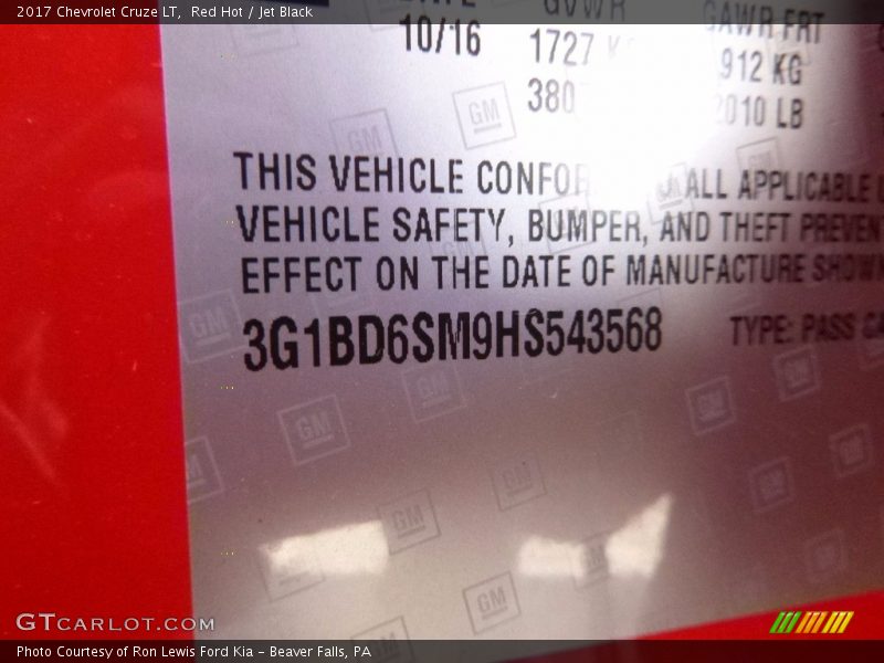 Red Hot / Jet Black 2017 Chevrolet Cruze LT