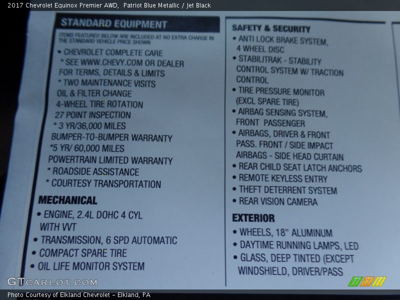 Patriot Blue Metallic / Jet Black 2017 Chevrolet Equinox Premier AWD