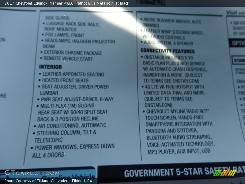 Patriot Blue Metallic / Jet Black 2017 Chevrolet Equinox Premier AWD