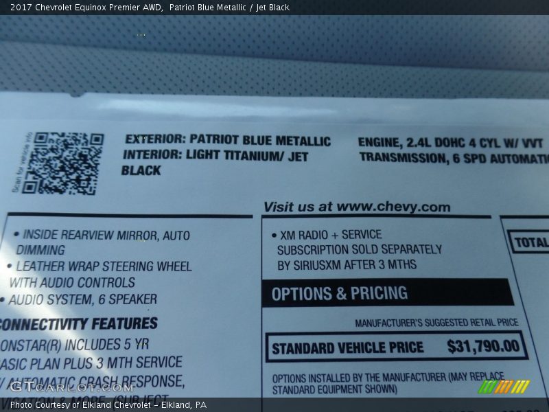 Patriot Blue Metallic / Jet Black 2017 Chevrolet Equinox Premier AWD