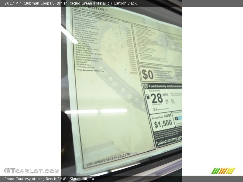 British Racing Green II Metallic / Carbon Black 2017 Mini Clubman Cooper