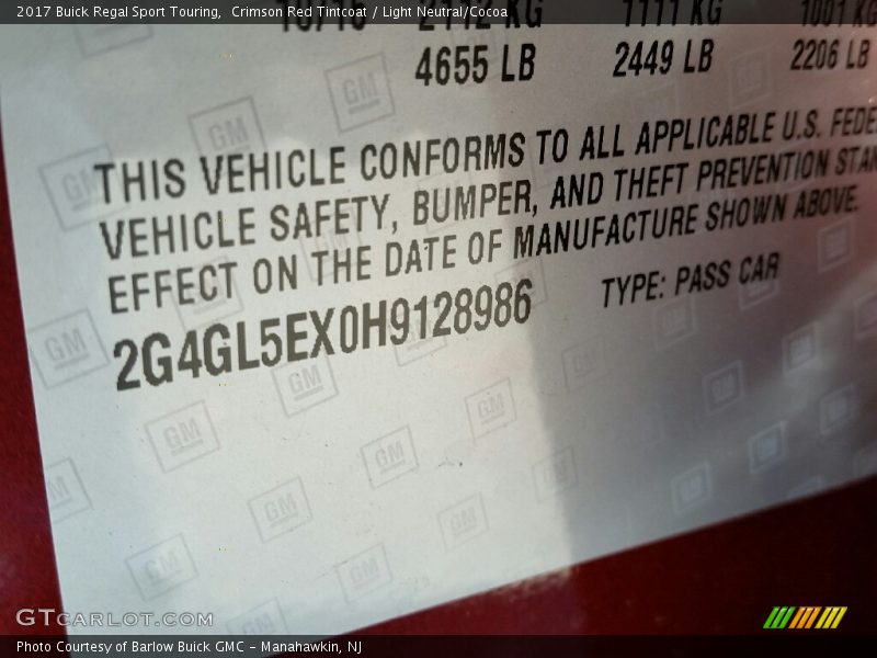 Crimson Red Tintcoat / Light Neutral/Cocoa 2017 Buick Regal Sport Touring