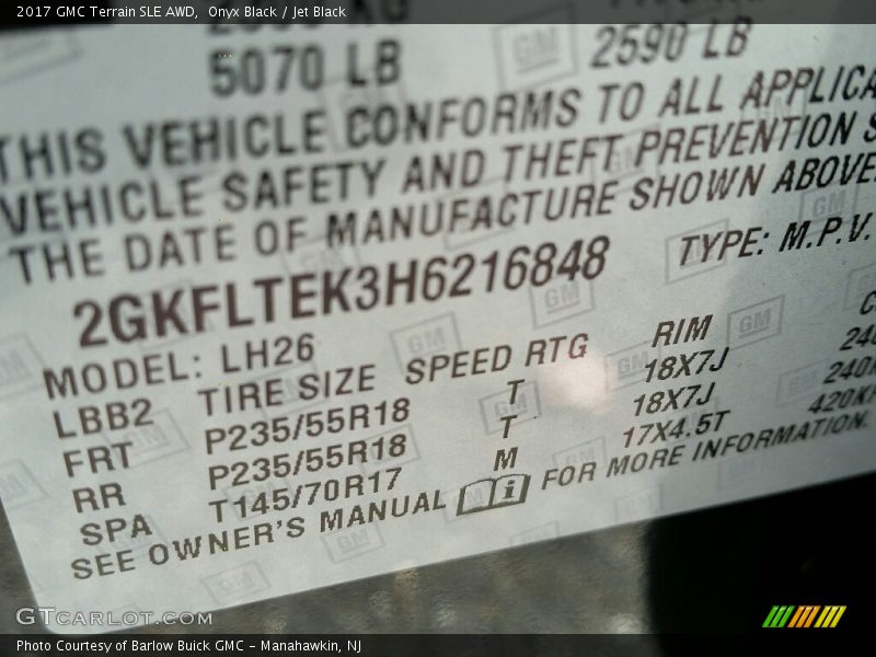 Onyx Black / Jet Black 2017 GMC Terrain SLE AWD