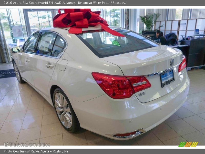 Bellanova White Pearl / Seacoast 2016 Acura RLX Sport Hybrid SH-AWD Advance