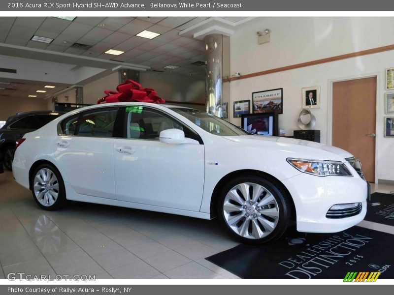 Bellanova White Pearl / Seacoast 2016 Acura RLX Sport Hybrid SH-AWD Advance
