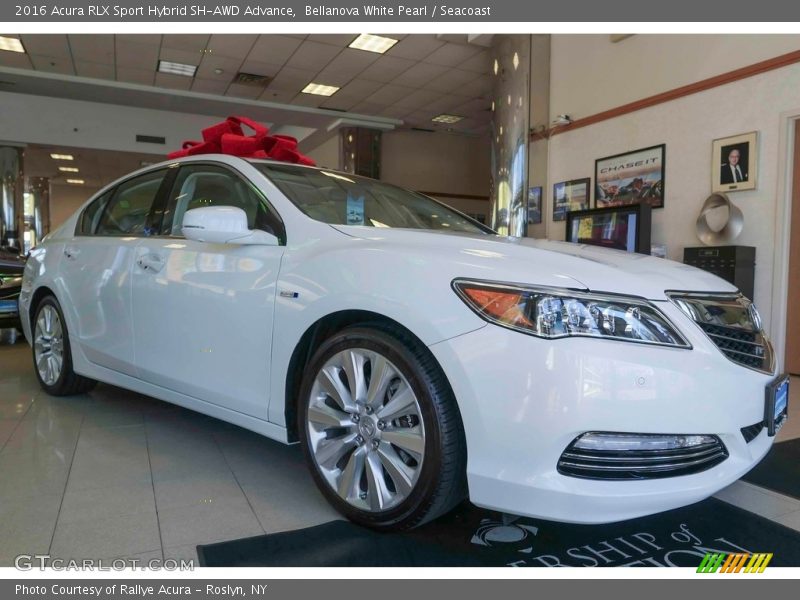 Bellanova White Pearl / Seacoast 2016 Acura RLX Sport Hybrid SH-AWD Advance