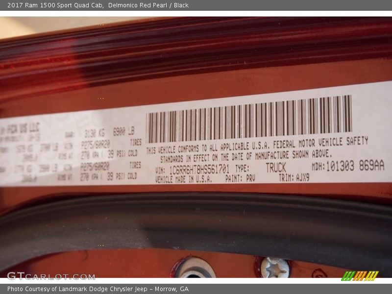 2017 1500 Sport Quad Cab Delmonico Red Pearl Color Code PRV