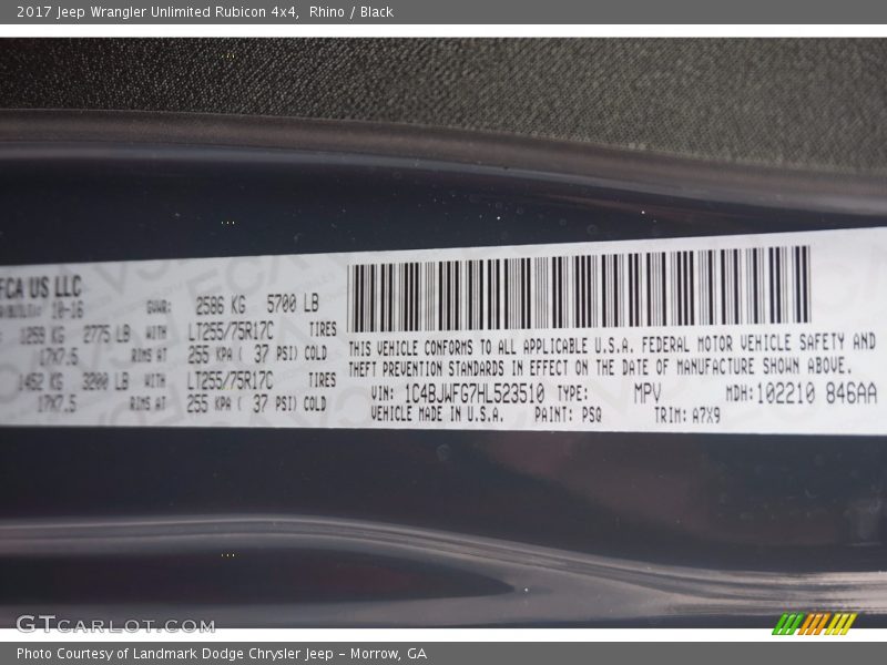 Rhino / Black 2017 Jeep Wrangler Unlimited Rubicon 4x4