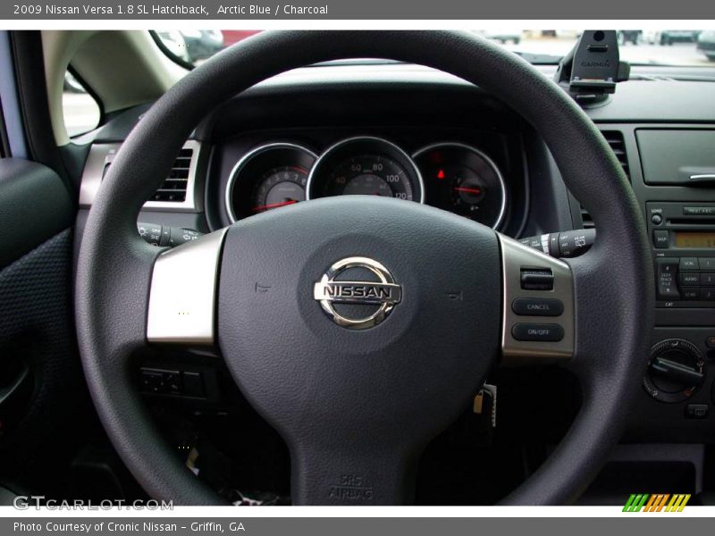 Arctic Blue / Charcoal 2009 Nissan Versa 1.8 SL Hatchback