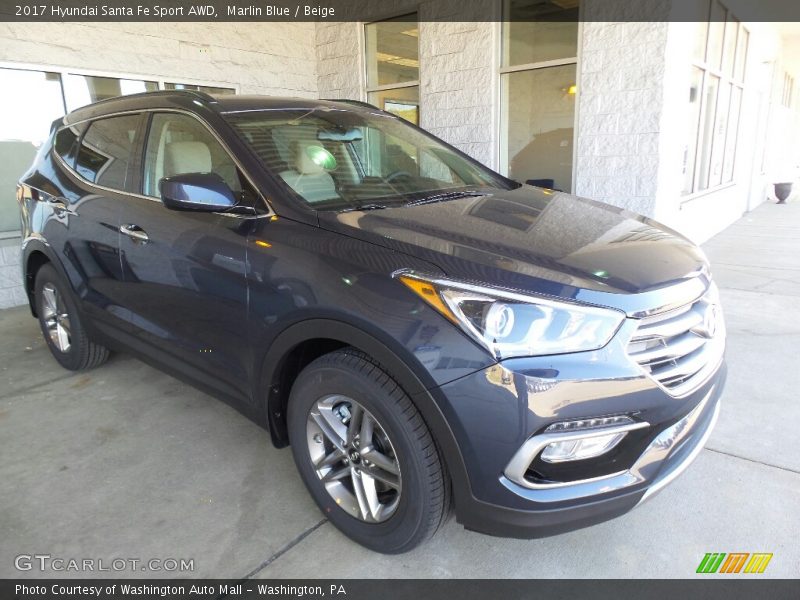 Marlin Blue / Beige 2017 Hyundai Santa Fe Sport AWD