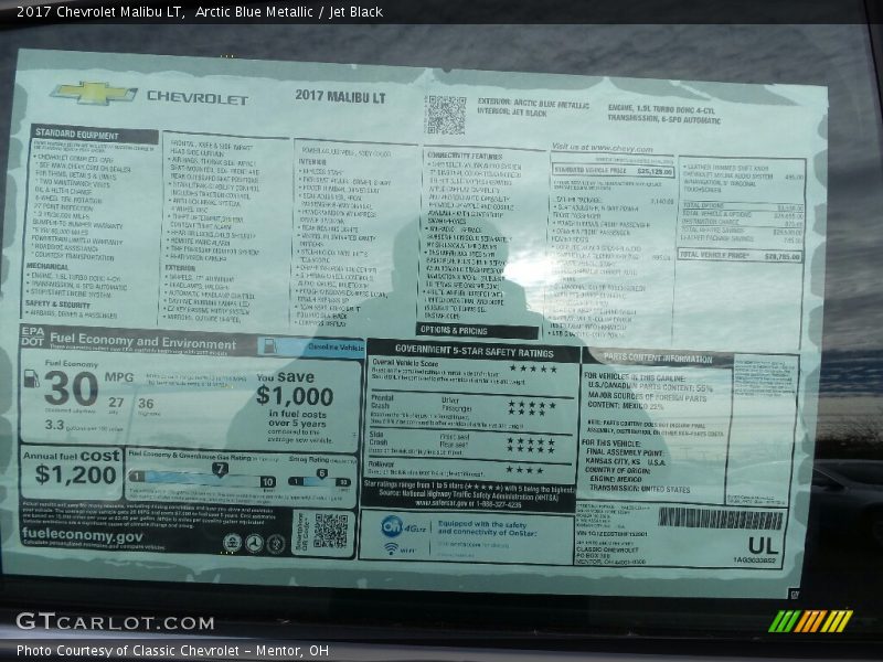Arctic Blue Metallic / Jet Black 2017 Chevrolet Malibu LT