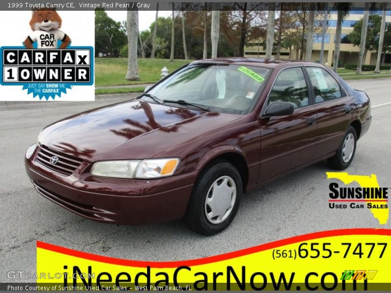 Vintage Red Pearl / Gray 1999 Toyota Camry CE