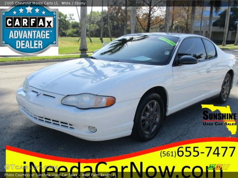 White / Ebony 2005 Chevrolet Monte Carlo LS