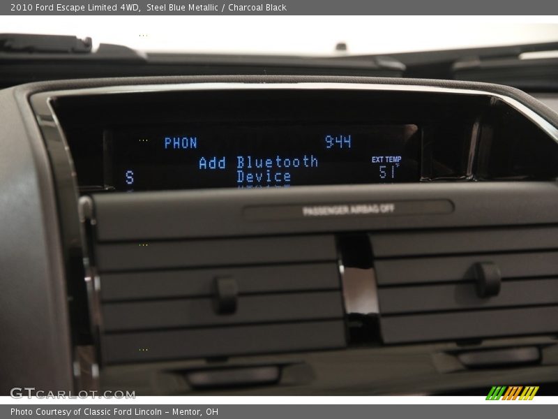 Steel Blue Metallic / Charcoal Black 2010 Ford Escape Limited 4WD